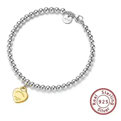 (TFSL-4, 16cm) New S925 Sterling Silver Tiffany Bracelet High-End Elegance Heart Trendy Fashion,