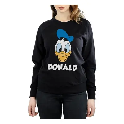 (L, Black) Disney Womens/Ladies Donald Duck Face Cotton Sweatshirt