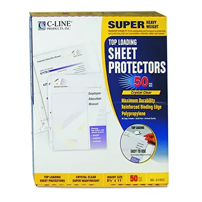 C-Line Top Loading Super Heavyweight Poly Sheet Protectors, Clear, x 8.5 Inches, per Box (61003)