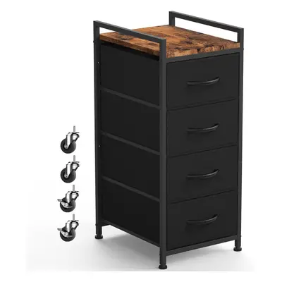 (Black) Drawer Chest Storage Tower Organizer, Sturdy Steel Frame