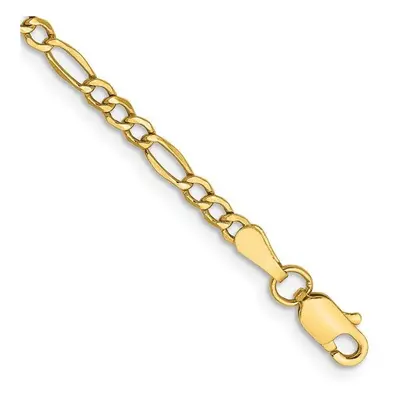 10K Yellow Gold 2.5 mm Semi-Solid Figaro Chain in. Bracelet