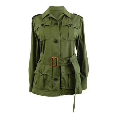 Lauren Ralph Lauren Women's Petite Belted Twill Field Jacket (6P Dark Olive)