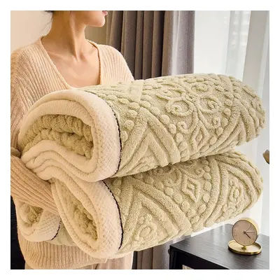 (coffee, 180*200cm) Winter Warm Sleeping Blanket Soft Comfortable Flannel Fleece Blankets For Be