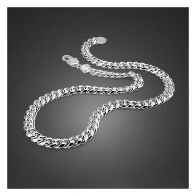 (as the picture, 8MM61CM) Men&apos;s Hip Hop Horsewhip Chain Necklace Thick Platinum Plated Euro