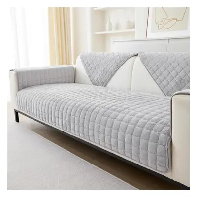 (light grey, 110x240cm) Solid Color Non-slip Sofa Cover Thicken Soft Plush Sofa Cushion Towel Fo