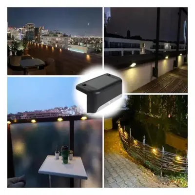 (black, PCS) Warm White Led Solar Step Lamp Path Stair Outdoor Garden Lights Waterproof Balcony 