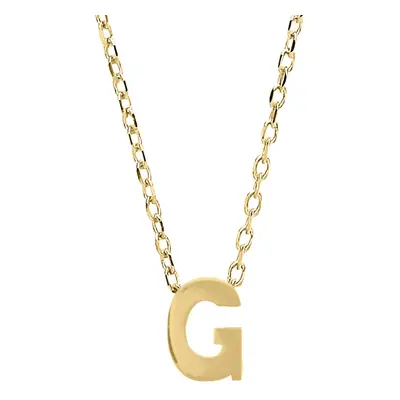 Jewelco London Ladies Yellow 9ct Gold Letter G Initial Pendant Necklace inch 43cm - G9P6032G