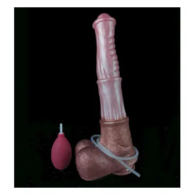 (as the picture, with bulb L) Faak Long Squirting Horse Dildo With Sucker Silicone Ejaculation P