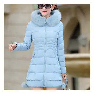 (blue, 3XL) Women&apos;s Fashion Winter Long Coat Parka Jacket Cotton Padded Warm Down Coat Puff