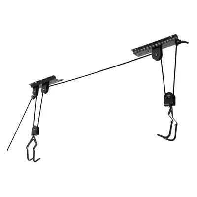 (black) For Garage Ceiling Storage With Hook Rope Bike Lift Bicycle Hanging Display Rack