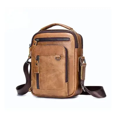 (brown, 22x17x6.5cm) Brand Genuine Leather Men&apos;s Messenger Bag Fashion Shoulder Bags Crossb