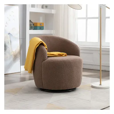 (Coffee) Teddy Fabric Swivel Accent Armchair Barrel Chair