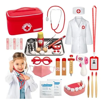 Doctors Set for Kids, PCS Role Play Doctors Case, Children's Wooden Play Set, Dentist Wood with 