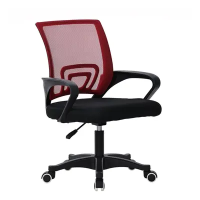 (Black+red) Adjustable Office Chair Ergonomic Mesh Swivel Computer Comfy Desk Executive chair wi