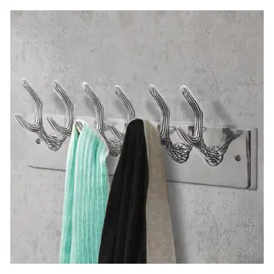 vidaXL 2x Wardrobe Coat Hooks Silver Aluminium Coat Stand Clothes Rack Hanger