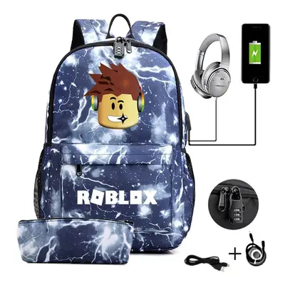 (Lightning) Roblox Anti-theft USB Charge Backpack Travel Bag