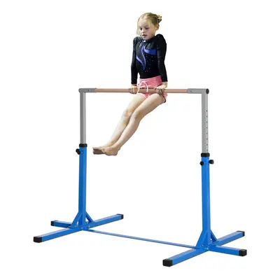 HOMCOM Adjustable Kids Gymnastics Bar Horizontal Training Steel Frame Wood Blue