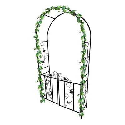 Metal Garden Arch With Gate Archway For Climbing Plants Ornament