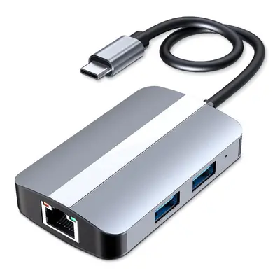 5 IN Type-C Hub Docking Station USB-C to USB 2.0/3.0 RJ45 100Mbps LAN Ethernet SD/TF Card Reader