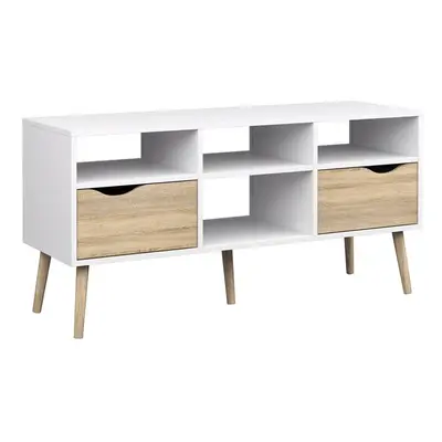 Oslo TV Unit - Wide - Drawers Shelves in White and Oak