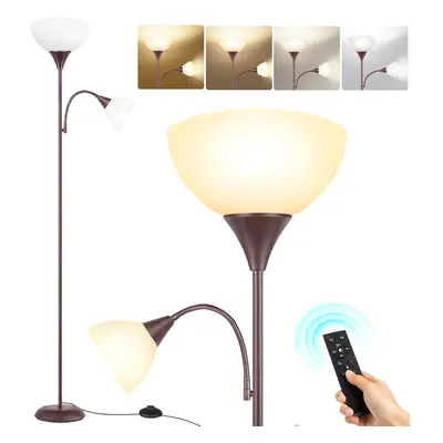 (Brown) Living room floor lamp, mother and child lamp with remote control, Uplighter floor lamp 