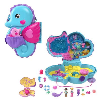 Polly Pocket - Seahorse Bag 2-in-1 Playset Polly and Shani Dolls Animals & Accessories Included 