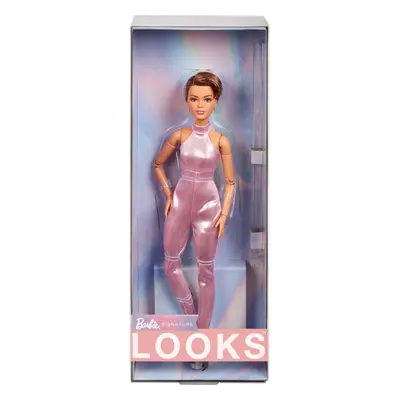 Barbie Looks Doll Collectible No. with Pixie Cut & Modern Y2K Fashion Sequined Pink Halter Jumps