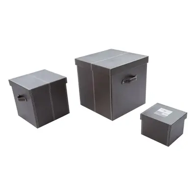 Premier Housewares Dark Brown Storage Boxes Set of Box With Lid and Handles/ Food Container/ Dog