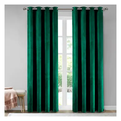 (Green, 66" x 90" (167cm x 228cm)) Velvet Curtain Pair Eyelet Ring Top Curtains with Tiebacks