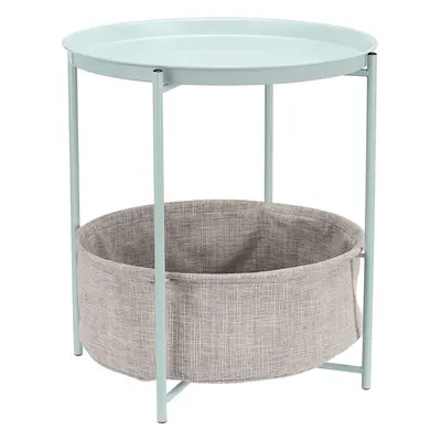 (Mint Green) Round Storage Table, Mint Green with Lime Fabric, 44.96 cm deep x 44.96 cm wide x c