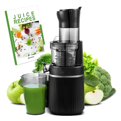 (Black) Aobosi Slow Masticating Juicer with 8CM Large Feed Chute, Cold Press Juicers for Whole F