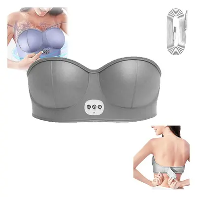 (Gray) Blossomup Electric Bust Massager, Breast Enhancer Massager Bra, Usb Wireless Breast Massa