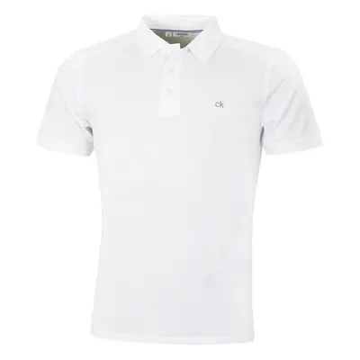 (XXXXXL, White) Calvin Klein Mens Campus Button Ribbed Collar Golf Polo Shirt