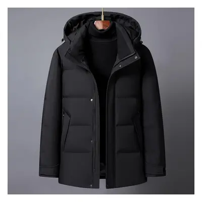 (black, M) Middle Aged Men Short Feather Coats Winter New 90% White Duck Down Jackets For Men Ho