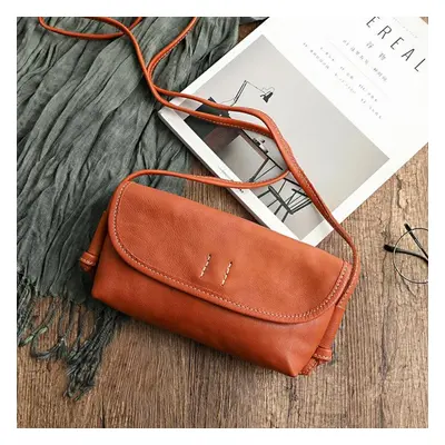 (brown) Johnature Handmade Retro Soft Cow Leather Women Bag Simple Solid Color Shoulder Bags Lei