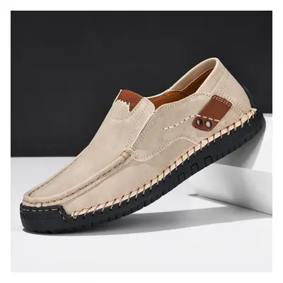 (sand, 48) Handmade Genuine Leather Men&apos;s Casual Shoes Comfortable And Breathable Moccasins