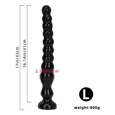 (black, L) Extra Long Pull Bead Anal Plug Extra Thick And Soft Female Anal Plug Posterior Plug O