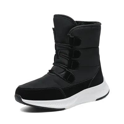 (black, 38) Women Boots Winter White Snow Boot Short Style Water-resistance Upper Non-slip Quali