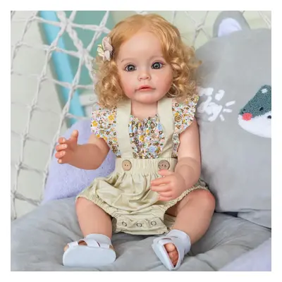 (as the picture, 55CM) 55cm Full Body Silicone Reborn Toddler Girl Princess Sue-sue Hand-detaile