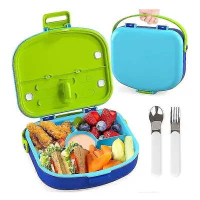 (Blue) Kids Lunch Box (with Compartments And Cutlery), 1300ml Lunch Box (leak-proof For Kinderga