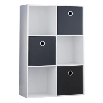 (White, Black) Durham Cube Shelf Drawer Bookcase with Baskets