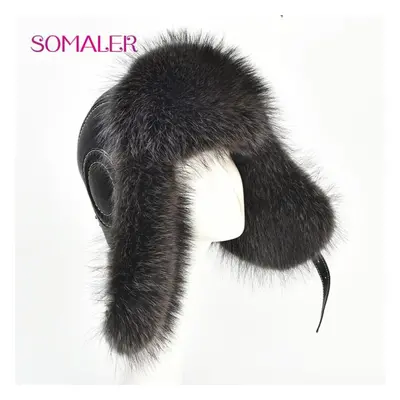 (dark grey) Somaler Winter Fur Earflap Hat Men Women&apos;s Pilot Aviator Bomber Trapper Hats Re