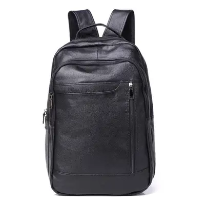 (black) Zency Soft Genuine Leather Backpack Large Capacity Daily Casual Rucksack Office Work Bus