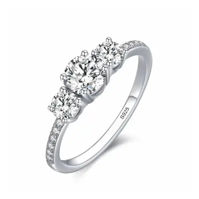 Trumium 1ct 5mm Round Cut Rings for Women Engagement&Wedding Zircon Diamond Double Ring Sterling