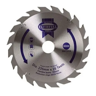 Faithfull FAIZ23520 Circular Saw Blade TCT x 16/20/30/35mm x 20T Fast Rip