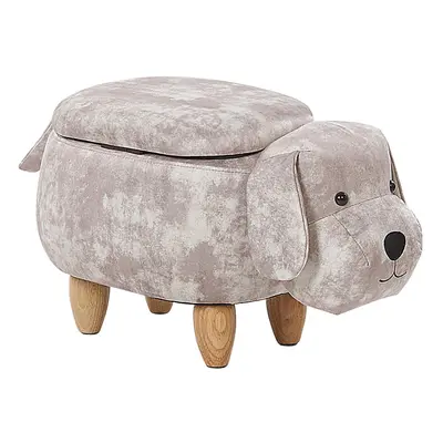 Velvet Storage Animal Stool Beige DOGGY