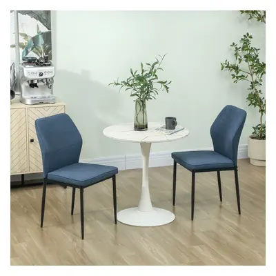 HOMCOM Set of Dining Chairs with Curved Back Padded Seat for Kitchen Blue