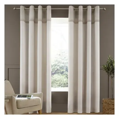 Melville Woven Eyelet Curtains Natural 46" x 72"