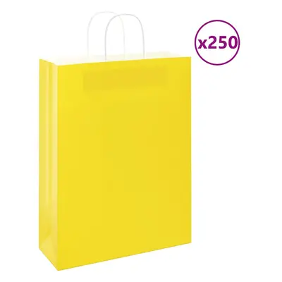 (yellow, x x cm) vidaXL Paper Bags pcs with Handles Brown 21x11x36 cm Paper Grocery Bag