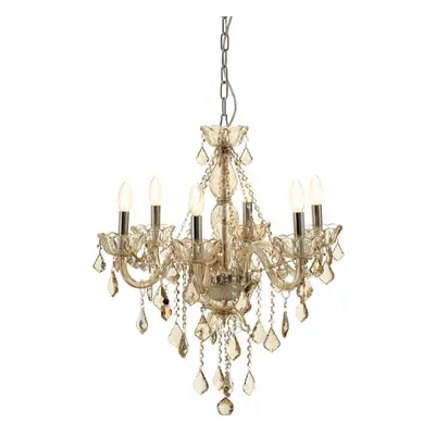 Premier Housewares Murano Bulb Chrome/Cognac Glass Chandelier